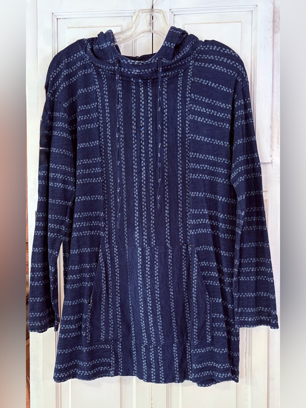 Pure Jill Indigo Hooded Tunic Top 100% Cotton Women's Size Medium